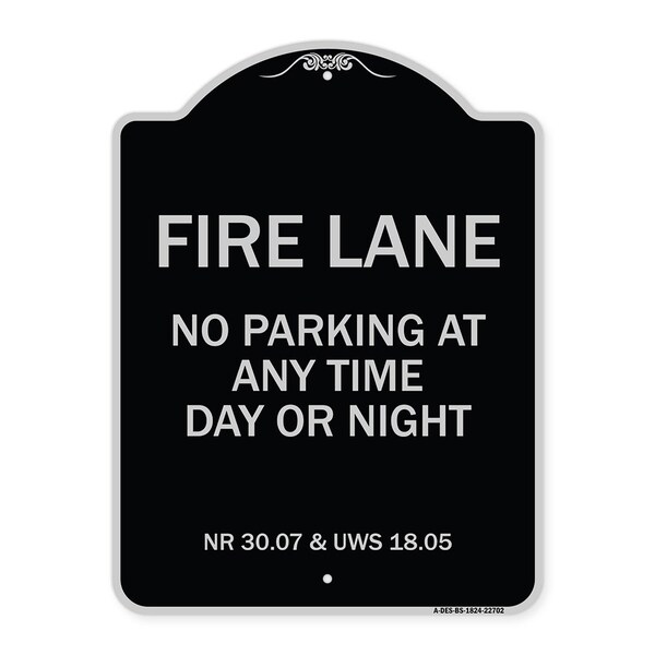 Wisconsin Fire Lane No Parking Anytime Day or Night Heavy-Gauge Alum Sign, 24" x 18", BS-1824-22702